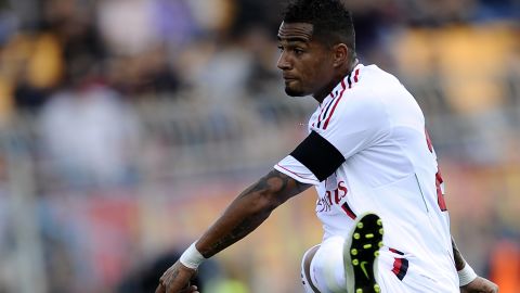 Kevin-Prince Boateng shoots home during his 14-minute hat-trick at Lecce 