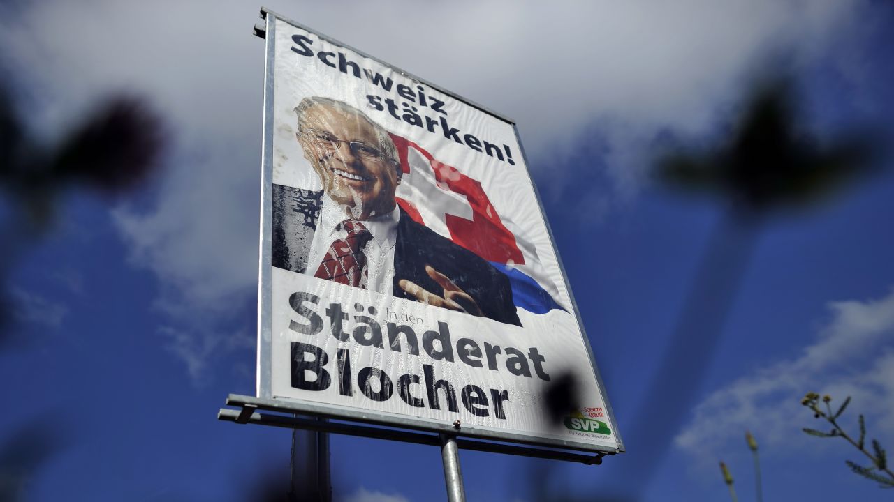 The Swiss People's Party have been running an aggressive poster campaign.