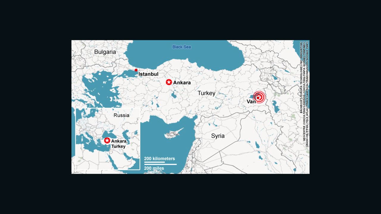 Turkey map of quake zone