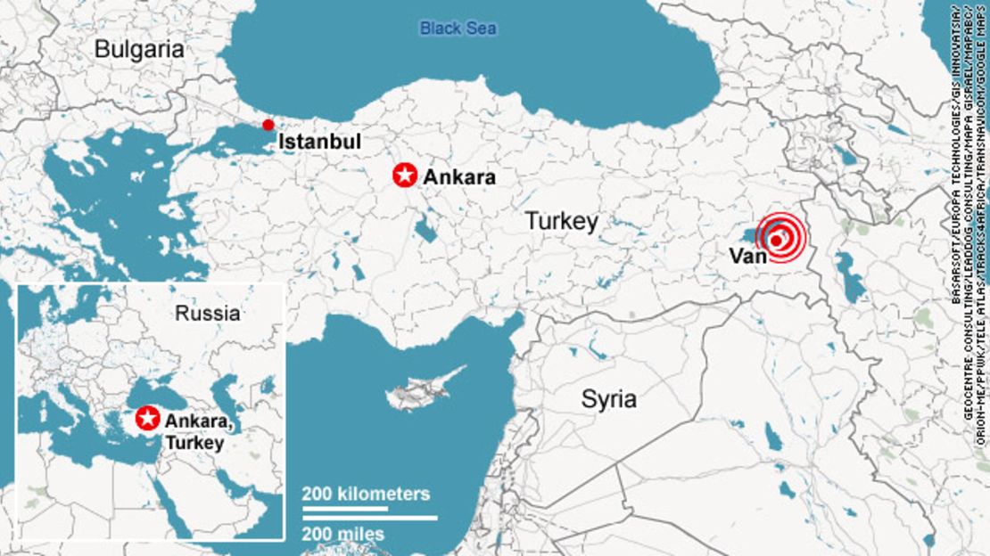 Turkey map of quake zone 