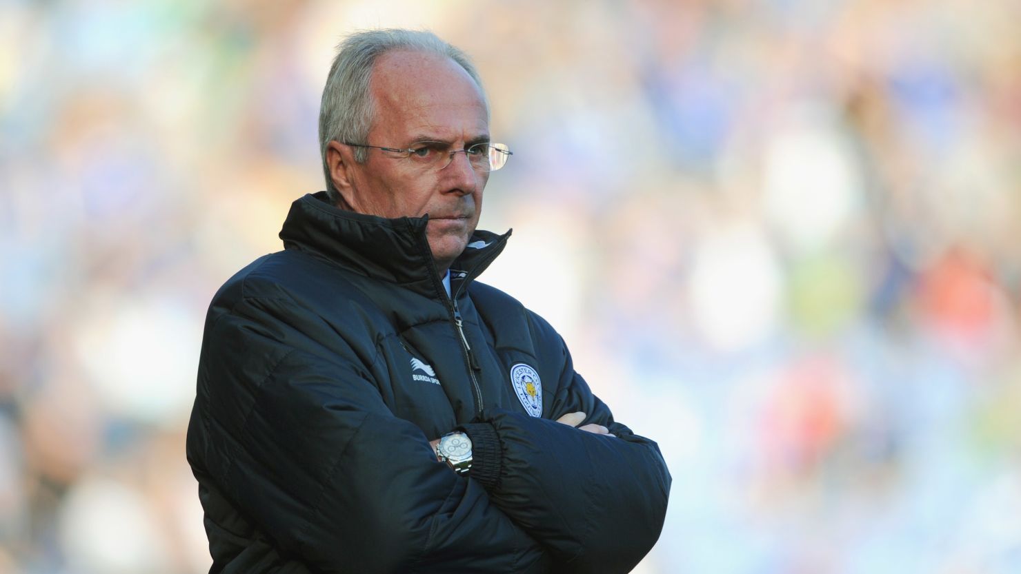 Sven-Goran Eriksson watches on during his last match in charge for Leicester at the weekend