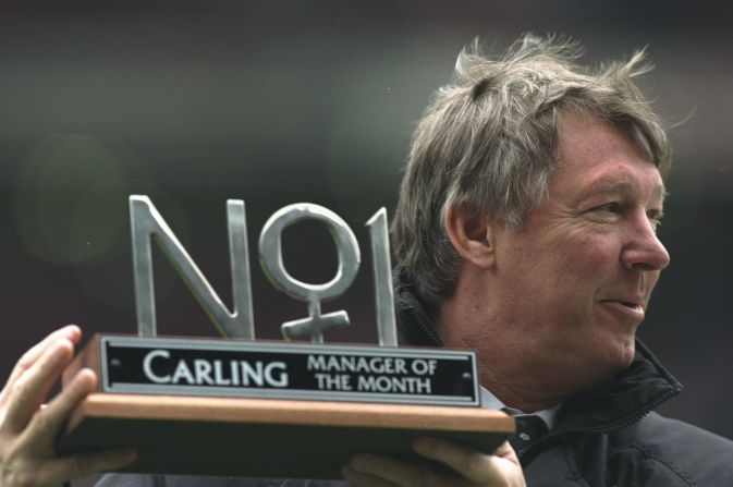 Ferguson receives the Manager of the Month award in March 1997 before guiding United to another league title that season.