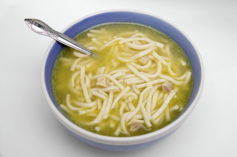 "People who eat a broth- or vegetable-based soup before their meal consume fewer calories overall," says Rania Batayneh, nutritionist and author of "The One One One Diet." "The water in the soup helps fill you up and boosts satiety, and just the act of eating soup helps slow your eating down so that your body has time to notice feelings of fullness." <br /><br />One Penn State study found that people who ate soup before digging into their entrees reduced their total calorie intake by 20%. Plus, chicken noodle varieties pack the protein, vitamins, and fiber you need to rev your metabolism even after your meal.<br /><br /><a href="http://www.health.com/health/recipe/0,,50400000124165,00.html" target="_blank" target="_blank">Try this recipe: Chicken stock and chicken noodle soup </a>