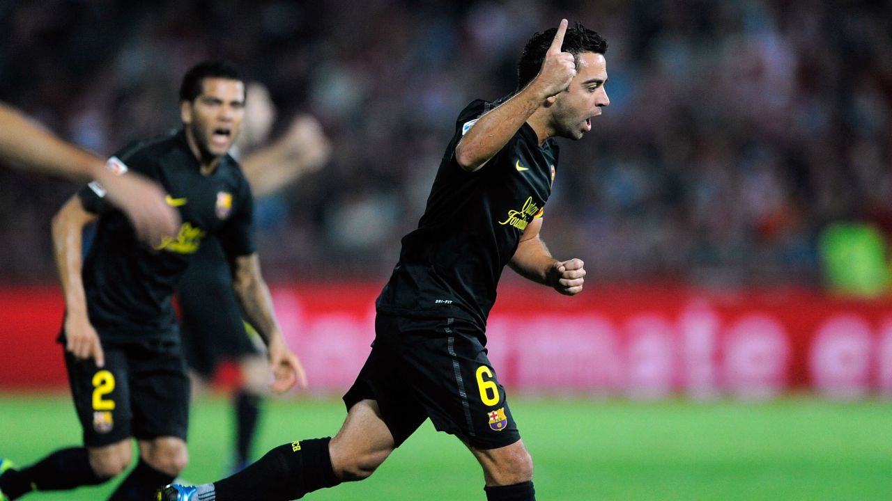 Xavi Hernandez thundered home a first half free kick to give Barcelona their victory
