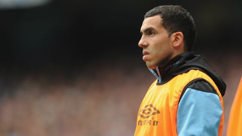 Carlos Tevez has been left on the sidelines after a bust-up with manager Roberto Mancini