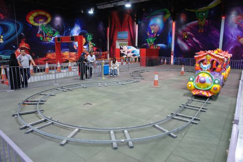 A children's train ride at the Velayat theme park.