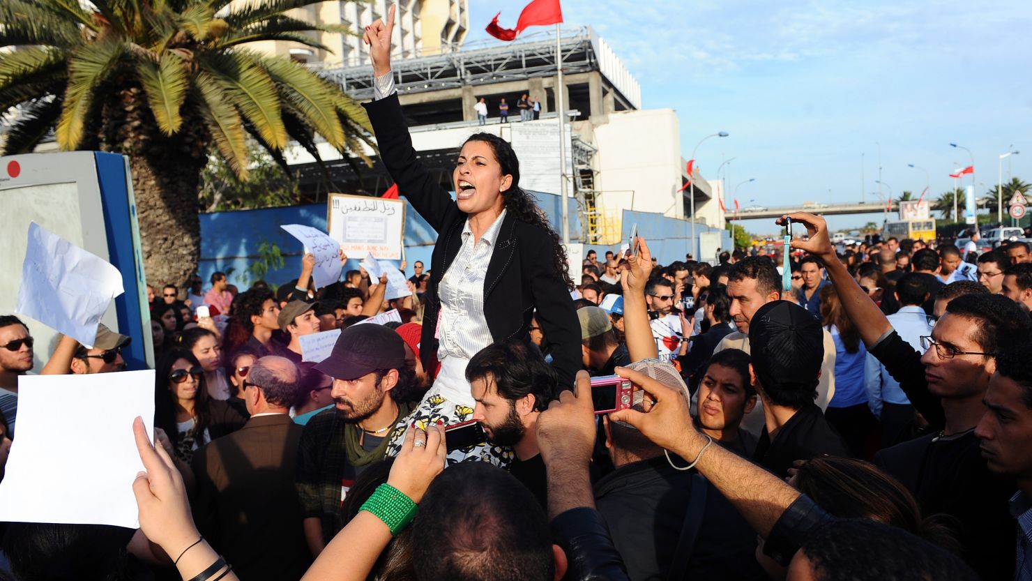 Tunisians protest against the results of the country's first democratic vote, claiming fraud, on Tuesday.