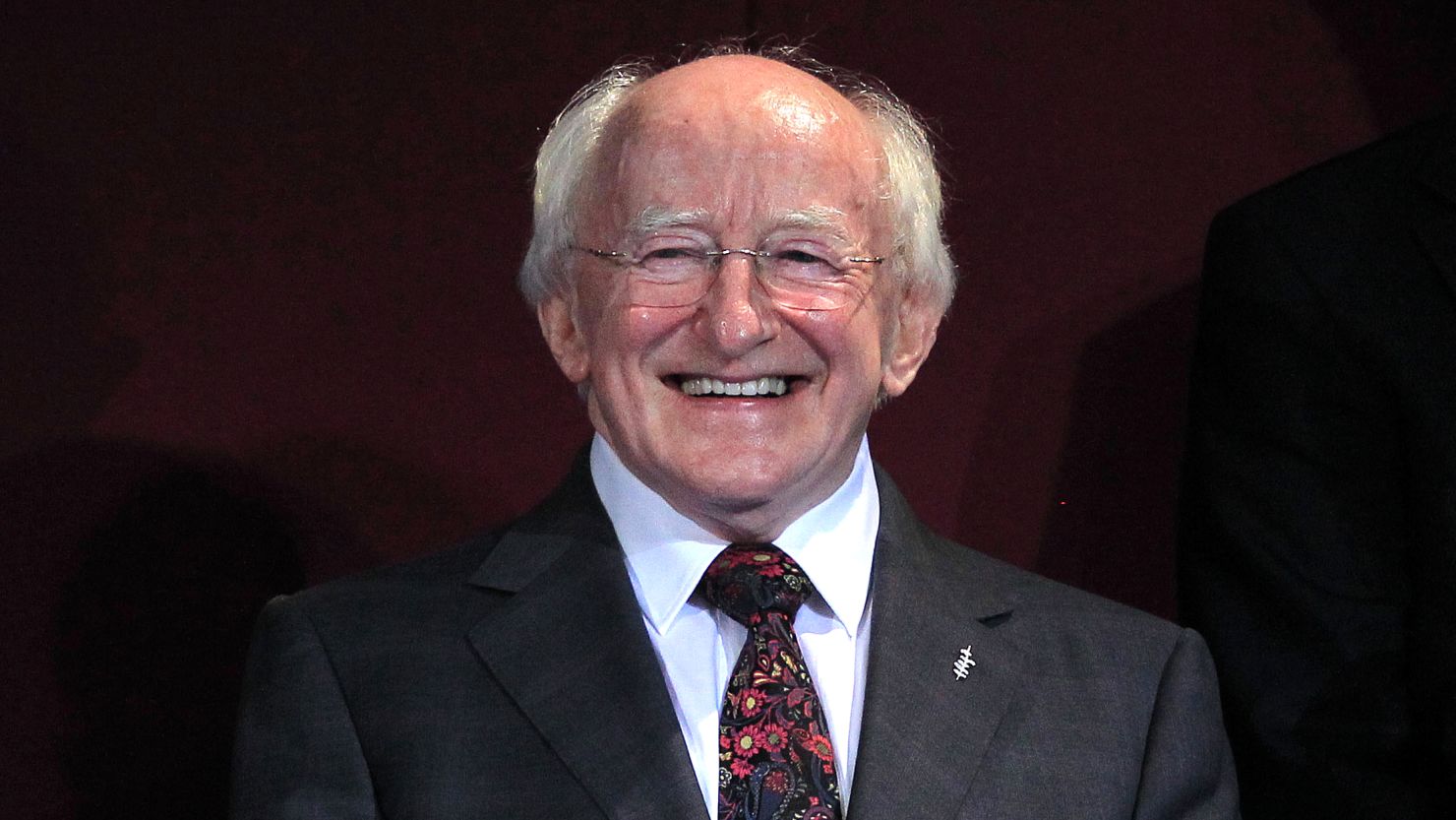Newly elected Irish President Michael Higgins smiles during the official announcement of the election results.