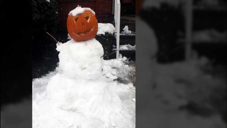 iReporter Michael Majofsky and his daughter made a snowman with a pumpkin as its head in Pennsylvania. "We're used to early snow fall," he said, "but this is a little earlier then usual."