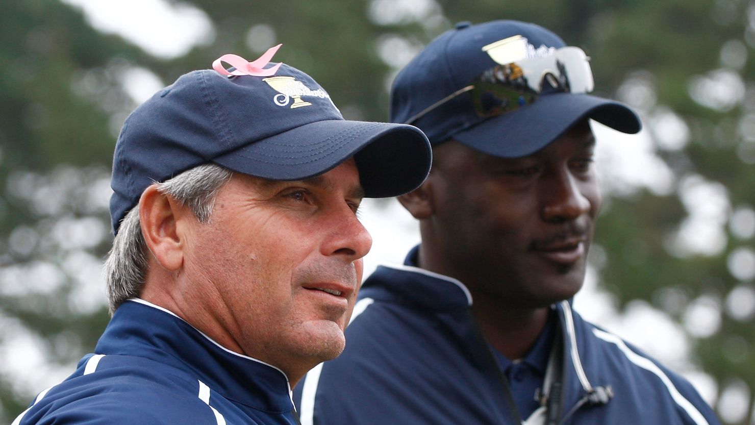 NBA legend Michael Jordan (right) served as Fred Couples' assistant for the 2009 tournament in California.