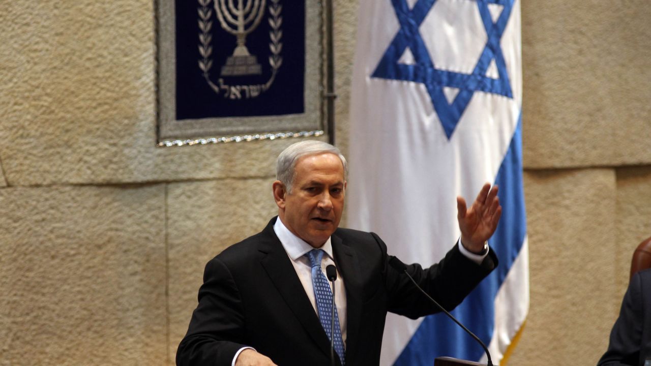 Israeli Prime Minister Benjamin Netanyahu addresses the opening of the winter session of the Israeli parliament.  