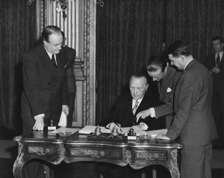 The ECSC, which came into being with the signing of the Treaty of Paris, on 18 April 1951, was designed to make war between France and Germany "not merely unthinkable, but materially impossible."