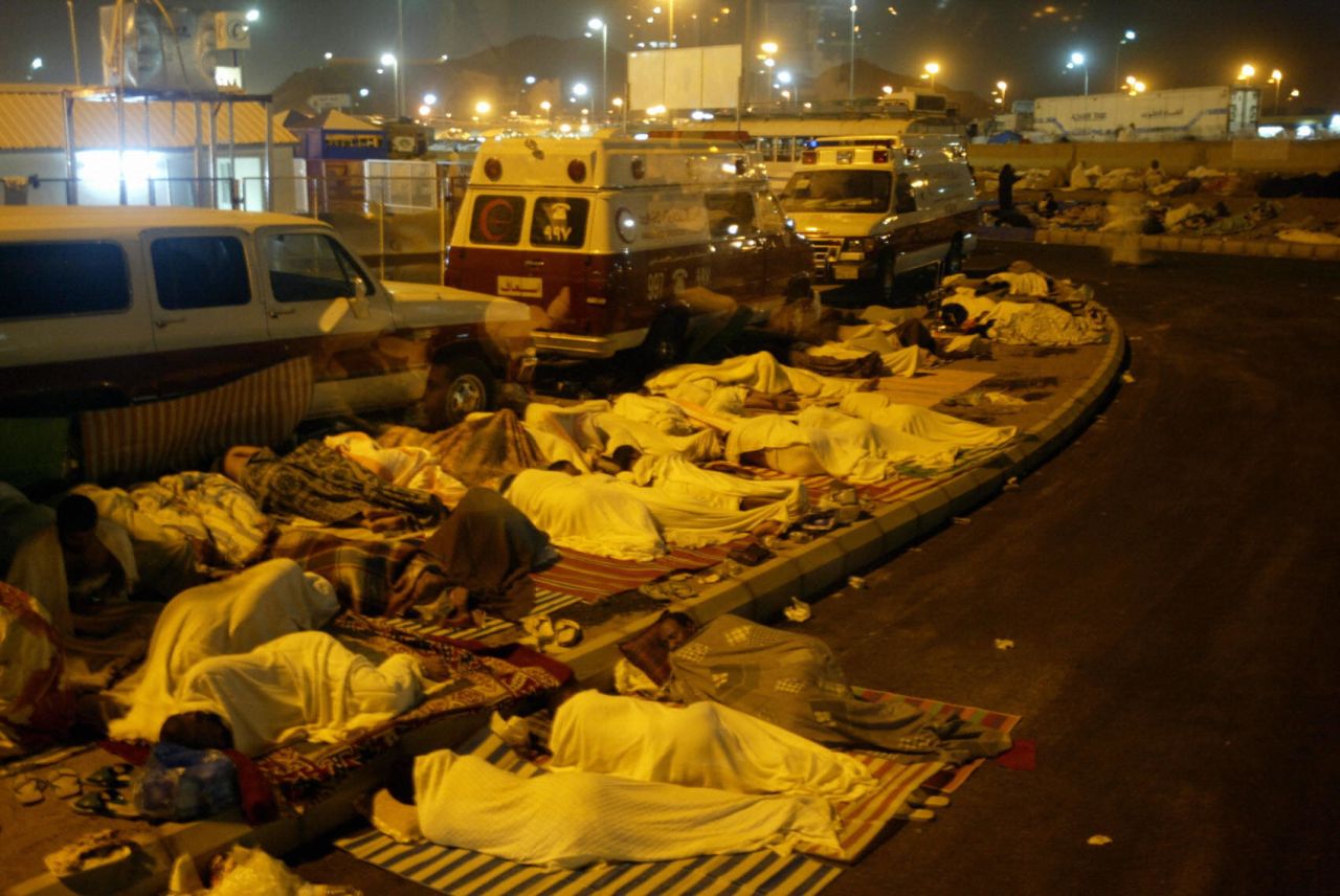 Muslims sleep on the street in the run up to the final stage of the Hajj pilgrimage in the Mina valley, just outside Mecca in 2010. To prevent overcrowding, it's been suggested that Muslims should only perform the Hajj once in their lifetime. 