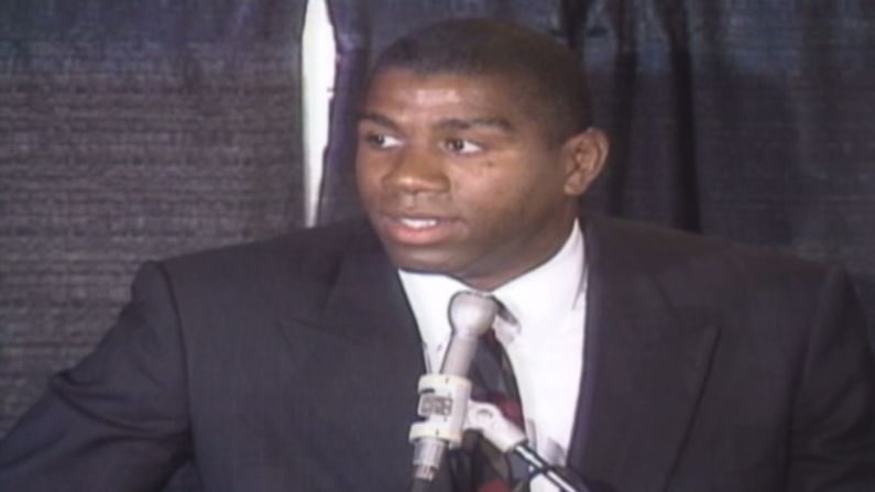 NBA legend <a Magic" Johnson</a> called a press conference on November 7, 1991, to announce that he would be retiring from professional basketball after learning that he was HIV-positive.