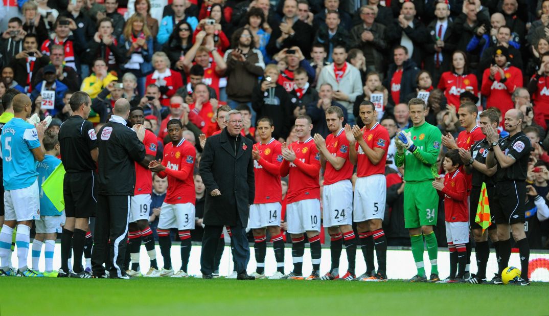 The Scot, who turns 70 in December, walked out as both teams formed a guard of honor before the match.
