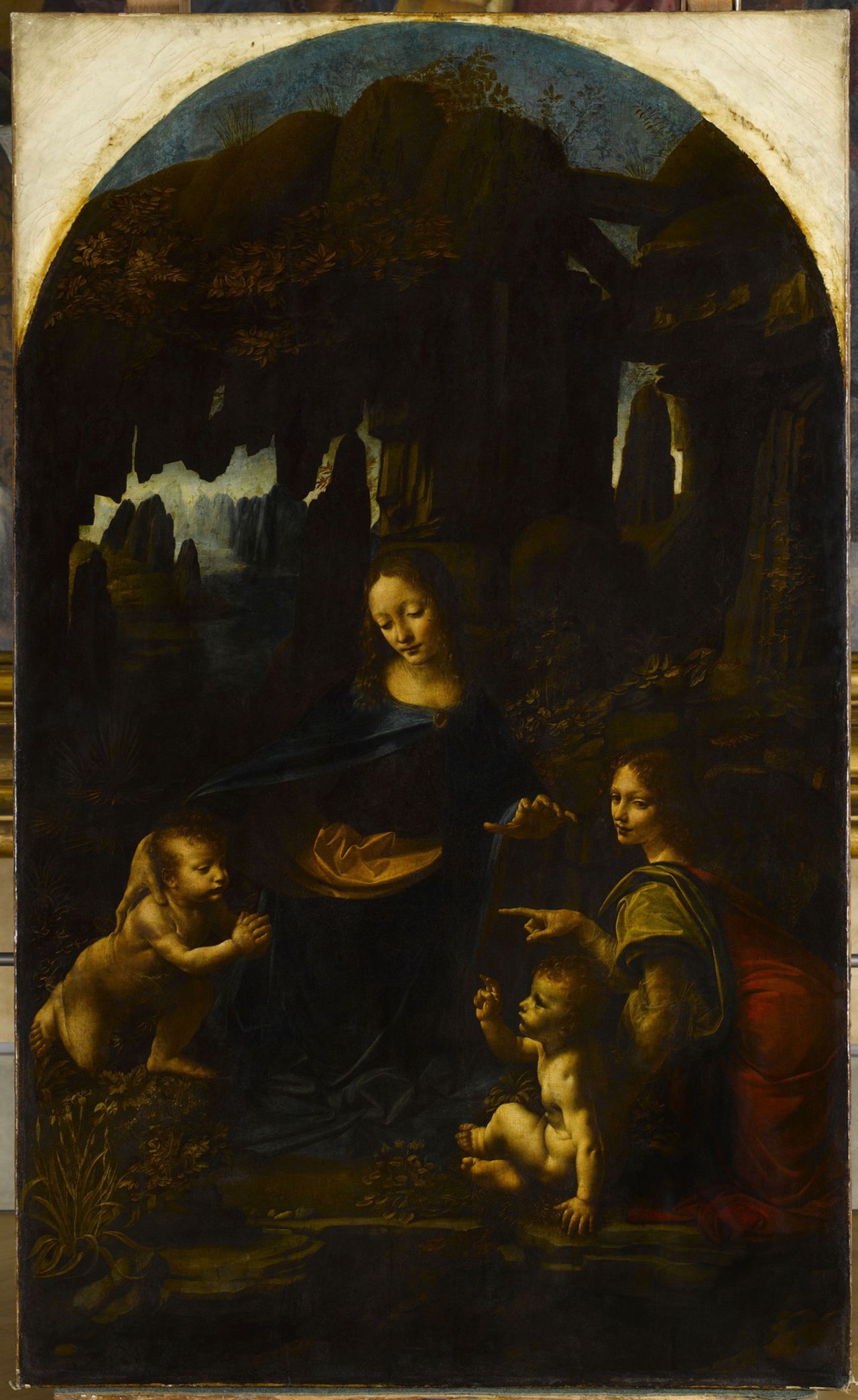 "The Virgin of the Rocks" (c. 1483 -1485). This is the first version of the painting, which normally hangs in the Louvre Museum in Paris. It is being shown for the first time ever opposite the second version of the painting, part of The National Gallery's collection. 