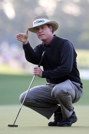 Baird lines up a putt during the first round of The Masters in 2009, a year that he played in all four major tournaments, although failing to make the cut in any of them.