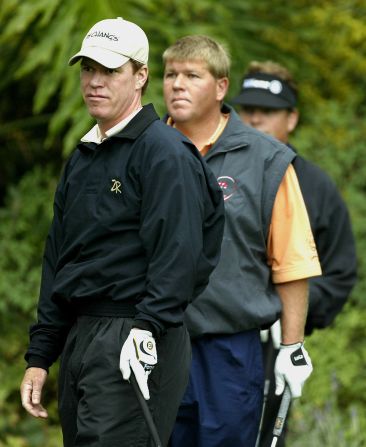 Briny Baird and playing partner John Daly at the 2004 Nissan Open. Daly trails Baird by $3m in the all-time PGA Tour money list despite winning a major.
