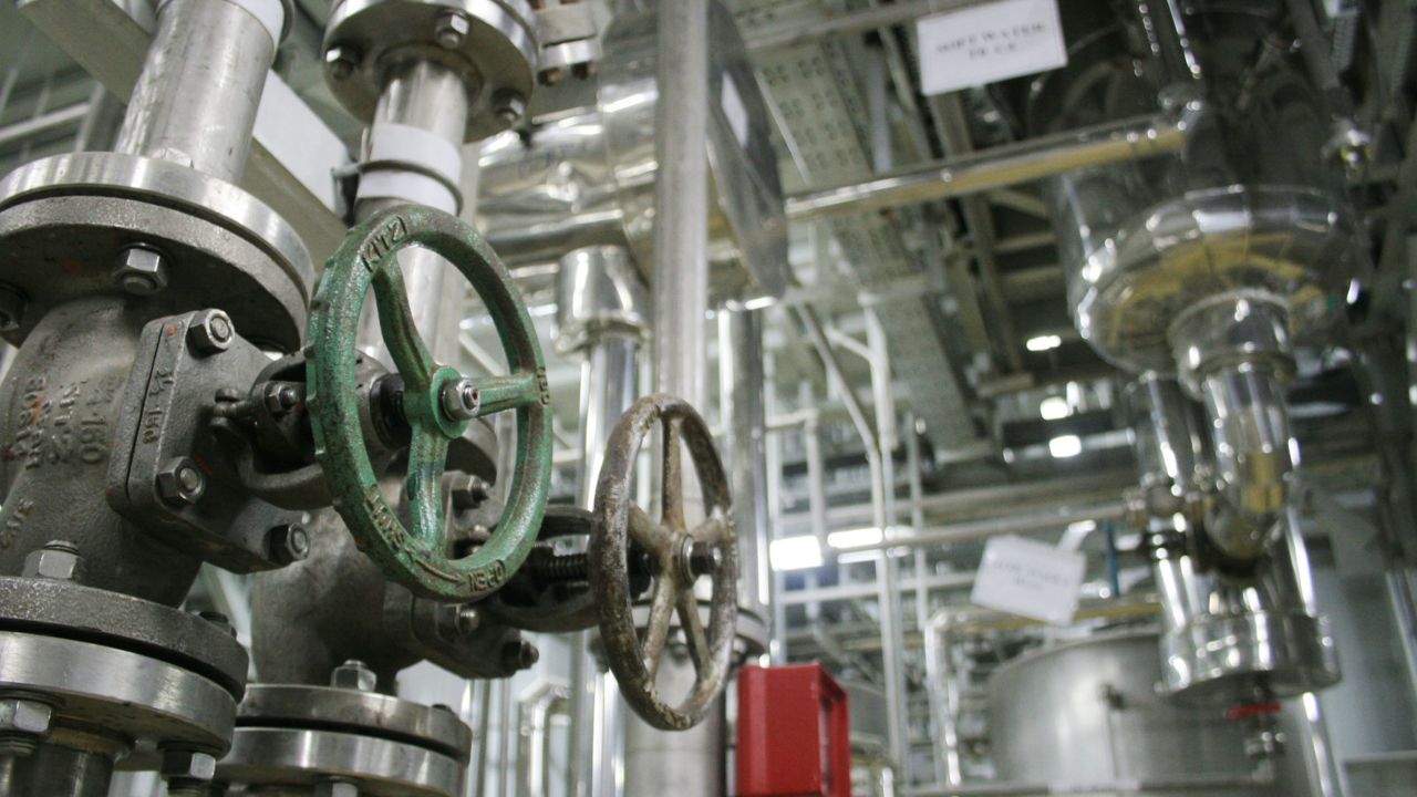 The inside of a uranium conversion facility producing unit is seen March 30, 2005 just outside the city of Isfahan, about 254 miles (410 kilometers), south of capital Tehran, Iran. 