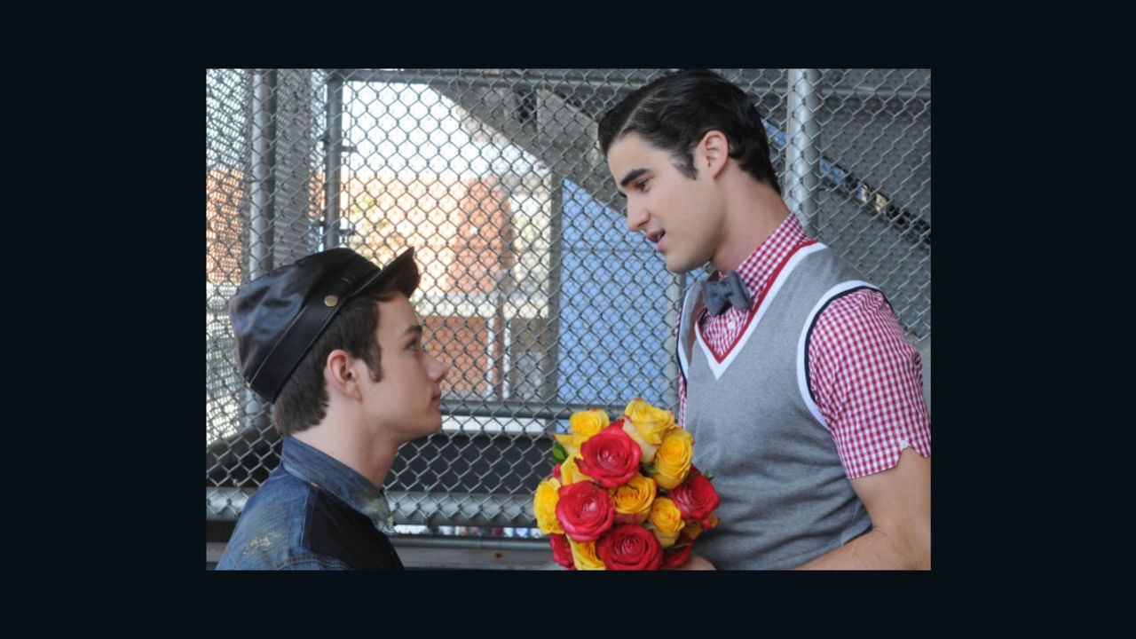 Kurt (Chris Colfer) and Blaine (Darren Criss)  on "Glee."