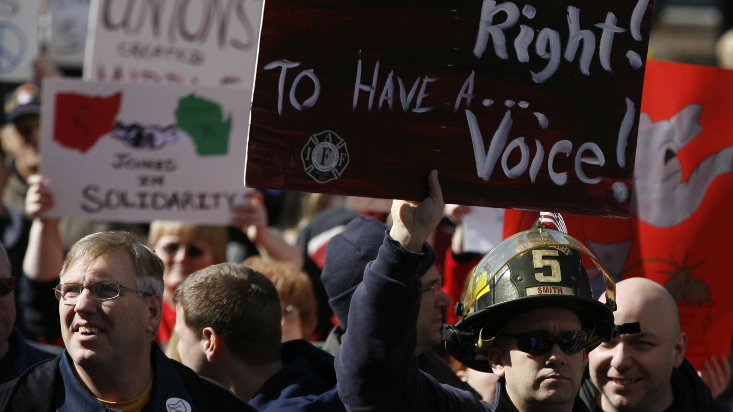 Union supporters fought back against Gov. John Kasich's bill limiting rights of public employee unions in Ohio.