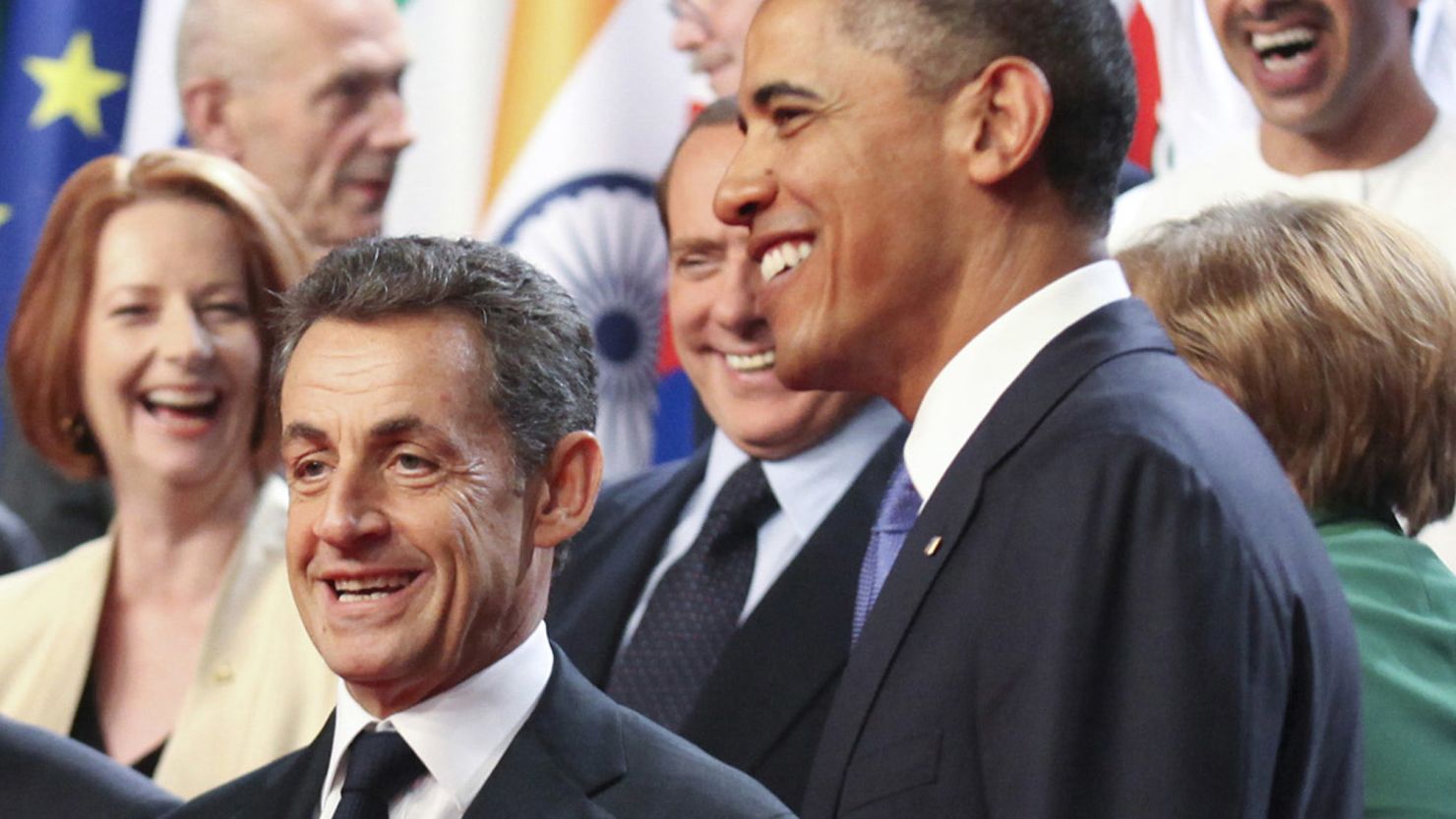 French President Nicolas Sarkozy and U.S. President Barack Obama were caught off-guard at the G20 summit .