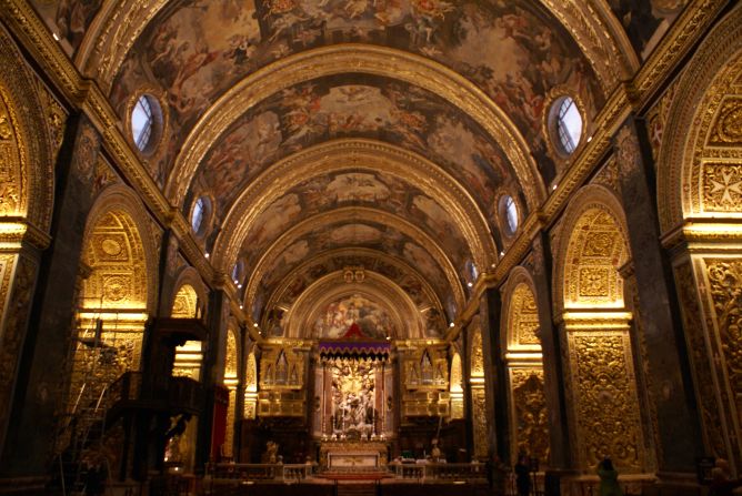 Don't be fooled by the relatively plain exterior of St. John's Co-Cathedral in Valletta. Inside, this Baroque gem is extremely ornate.