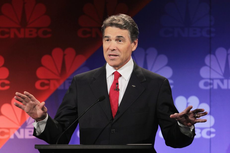 Republican hopeful Rick Perry became the first candidate in history to say "oops" during a debate after forgetting the name of the third government agency he'd pledged to cut.