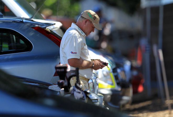 He is pictured here at the 2011 Australian Open, where he walked off the course at the 11th hole after losing all his balls.