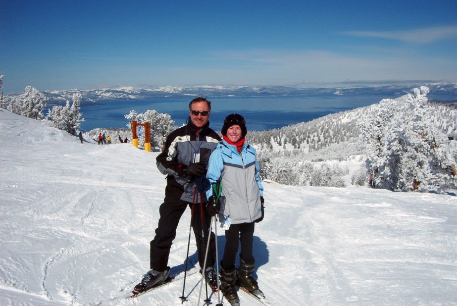 "A friend took this picture of my husband, Tony, and me skiing in heavenly Lake Tahoe," Lezlie Smith said of this photo she shared.