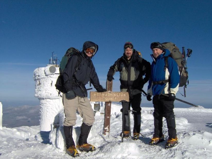 Joseph Geary shared this photo of himself (middle) with his friends Jay (left) and Pat "on the summit of Mount Washington. "We stood on the 6,288 foot tall mountain in the middle of winter and watched the sun rise over the Atlantic Ocean about 75 miles away on the morning after our climb."