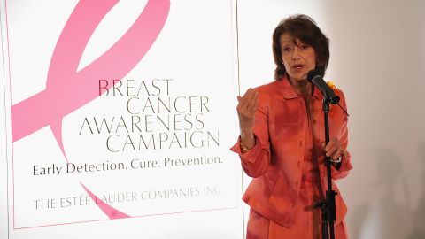 Evelyn Lauder, who created the iconic pink ribbon for breast cancer, died Saturday at 75.
