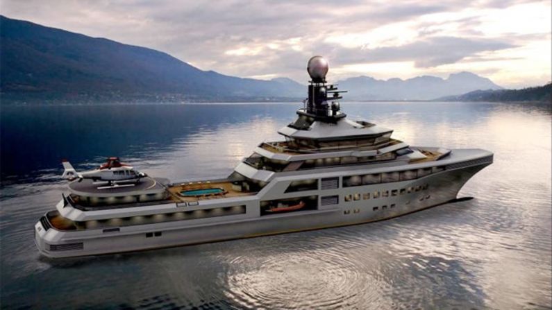 The PJ World yacht, with a price tag of more than €110m ($150m), is designed to be a luxury home on water.