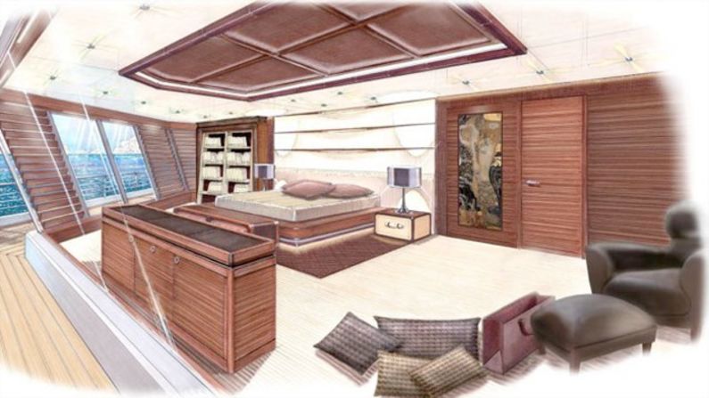 The owner's apartment spreads across three decks, with guests housed on their own level.
