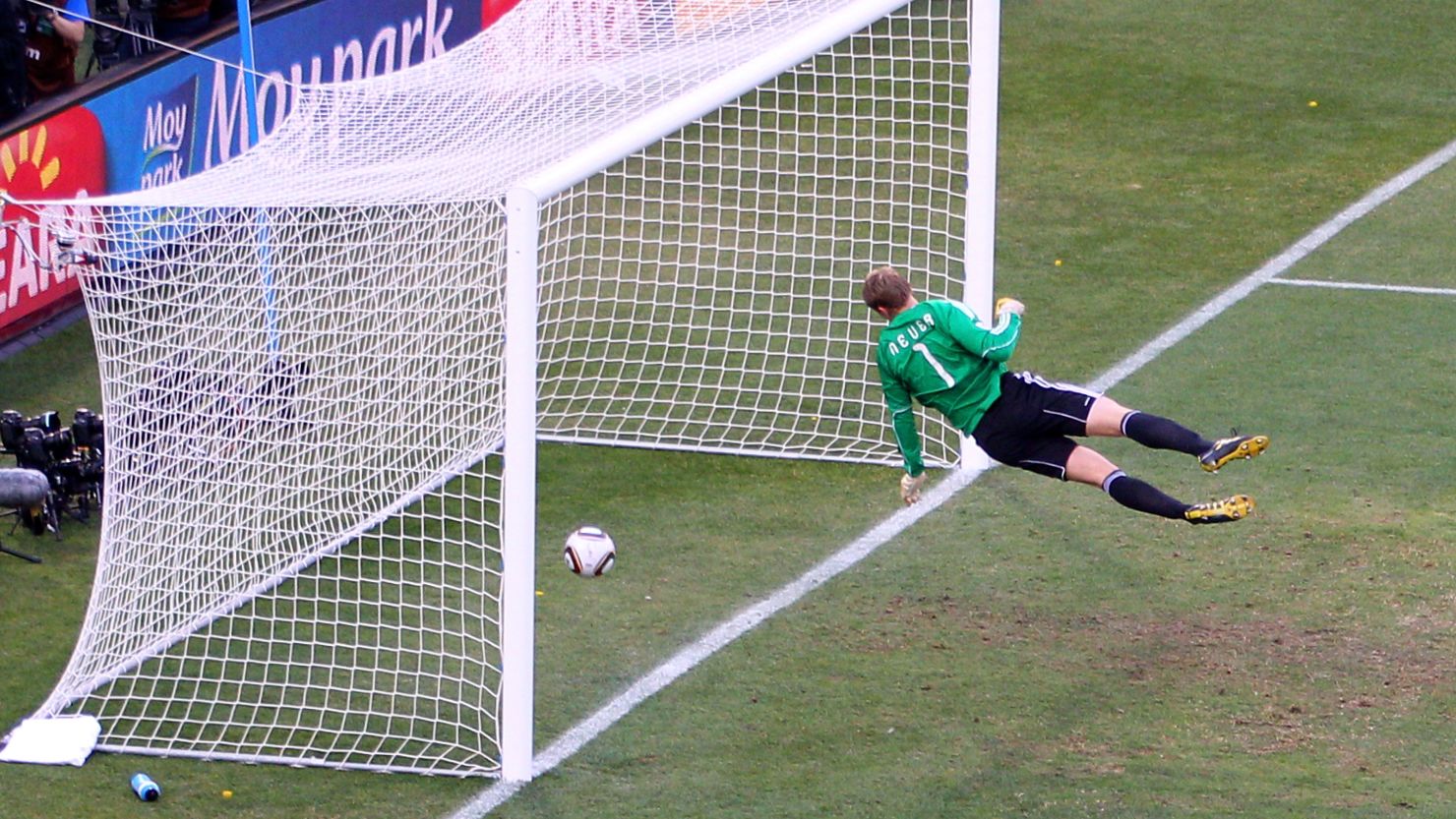 England were aggrieved after this shot from Frank Lampard against Germany in the 2010 World Cup was not awarded