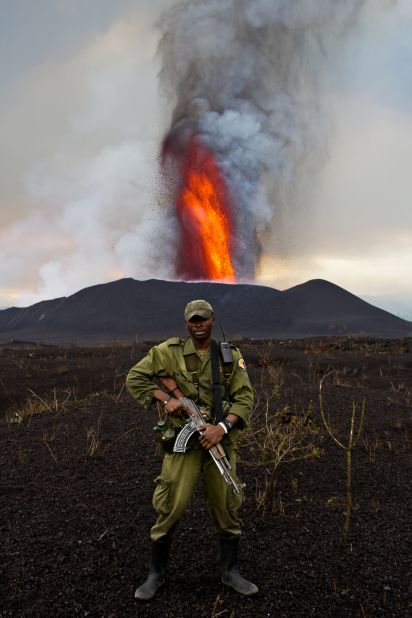 Virunga National Park ranger Romeo on his second trip to the eruption site.