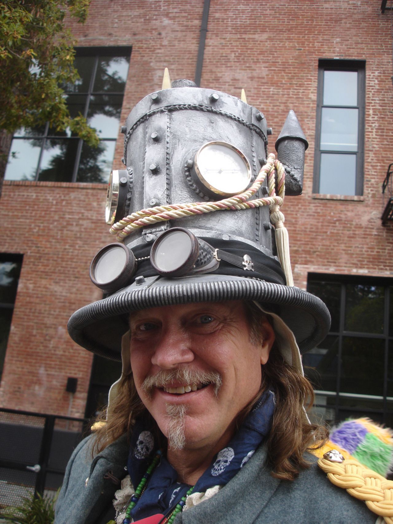 Rex Norman models one of his steampunk tophats.