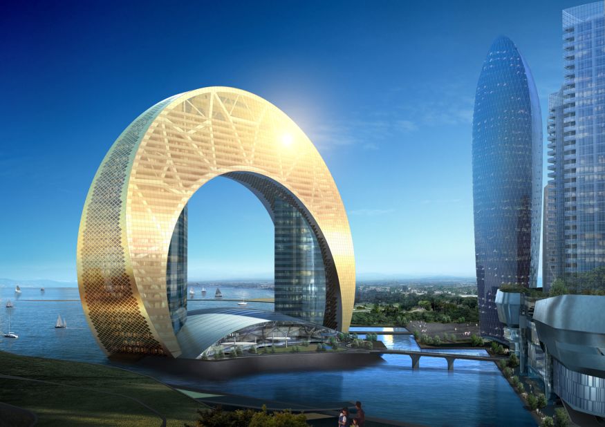 Under development in the oil-rich Azerbaijani capital of Baku, the 33-story Hotel Crescent will become the centerpiece of the sprawling 450,000-square-meter Crescent Bay skyscraper complex. Due to open in late 2016, it'll be located on an artificial island.