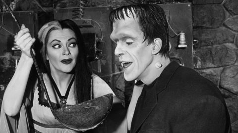 Lily Munster (Yvonne De Carlo) and Herman Munster (Fred Gwynne) in the original "The Munsters."