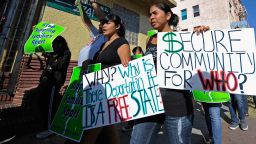 Protesters with Coalition for Humane Immigrant Rights of Los Angeles marched in August 2011.