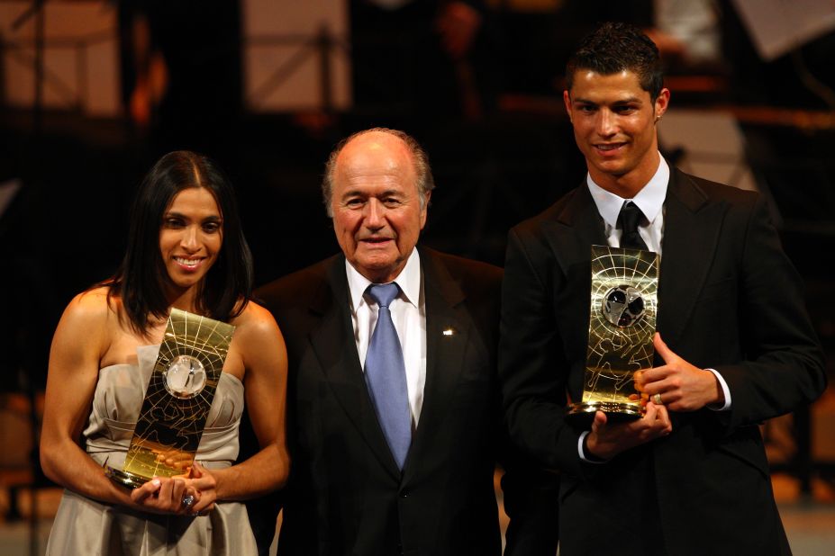 In 2008 Blatter was ridiculed after defending the desire of Manchester United's highly-paid star Cristiano Ronaldo to join Real Madrid. He said: "I think in football there's too much modern slavery in transferring players or buying players here and there, and putting them somewhere." In 2013 he had to apologize to Ronaldo after a bizarre impersonation of the Madrid star.