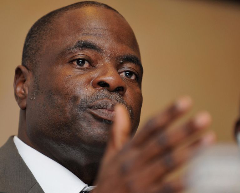 In December 2010 Blatter insisted that FIFA was "not corrupt ... there are no rotten eggs" despite two of his executive committee members -- Amos Adamu, pictured, and Reynald Temarii -- being suspended for accepting bribes in the lead-up to the vote for awarding hosting rights for the 2018 and 2022 World Cups. He called England "bad losers" after losing out to Russia. 