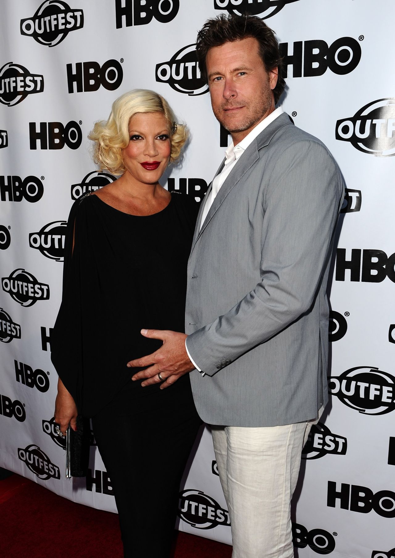 Tori Spelling and Dean McDermott got engaged in 2005 at a Christmas tree farm on Christmas Eve in his native Canada. The pair rode in a horse-drawn carriage down a half-mile road lit up with lights, leading to a table for two surrounded by decorated Christmas trees. 