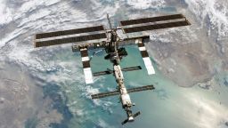 The International Space Station, a spacecraft built by a partnership of 16 nations.