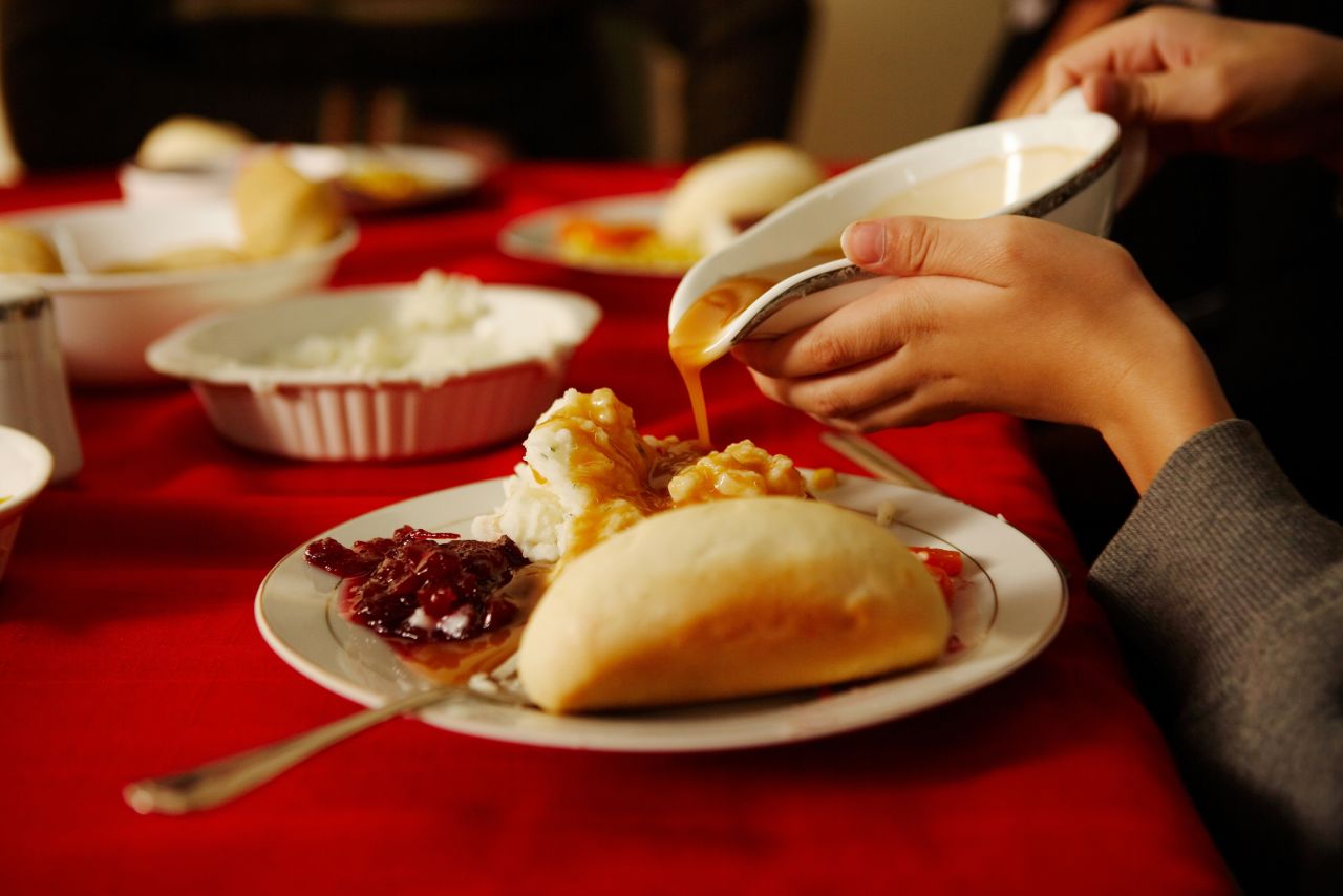 Although gravy is the glue that ties the Thanksgiving meal together, it is often made with the drippings from cooked meats and contains nothing but fat. Studies show that it provides little nutritional value, merely adding calories to everything it touches.
