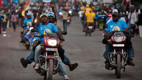 The Democratic Republic of Congo will hold both presidential and parliamentary elections on November 28. Here supporters of incumbent, Joseph Kabila drive down streets in the eastern city of Goma.