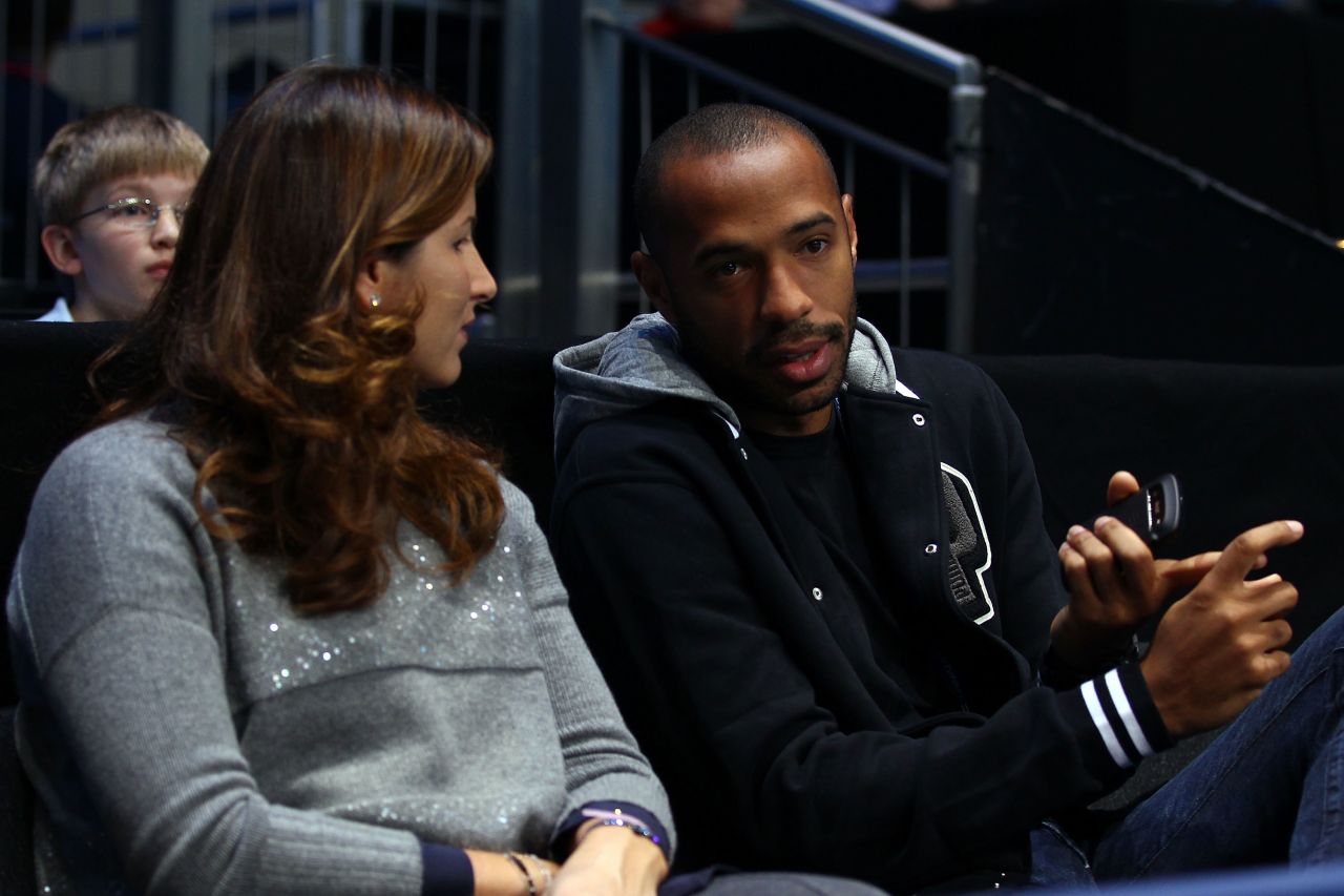 The tournament has attracted celebrities including football star Thierry Henry, seen here with his friend Federer's wife Mirka. Singer Peter Gabriel, Britain's Princess Beatrice and boxer David Haye have also been spotted in the crowd along with a slew of Premier League footballers.