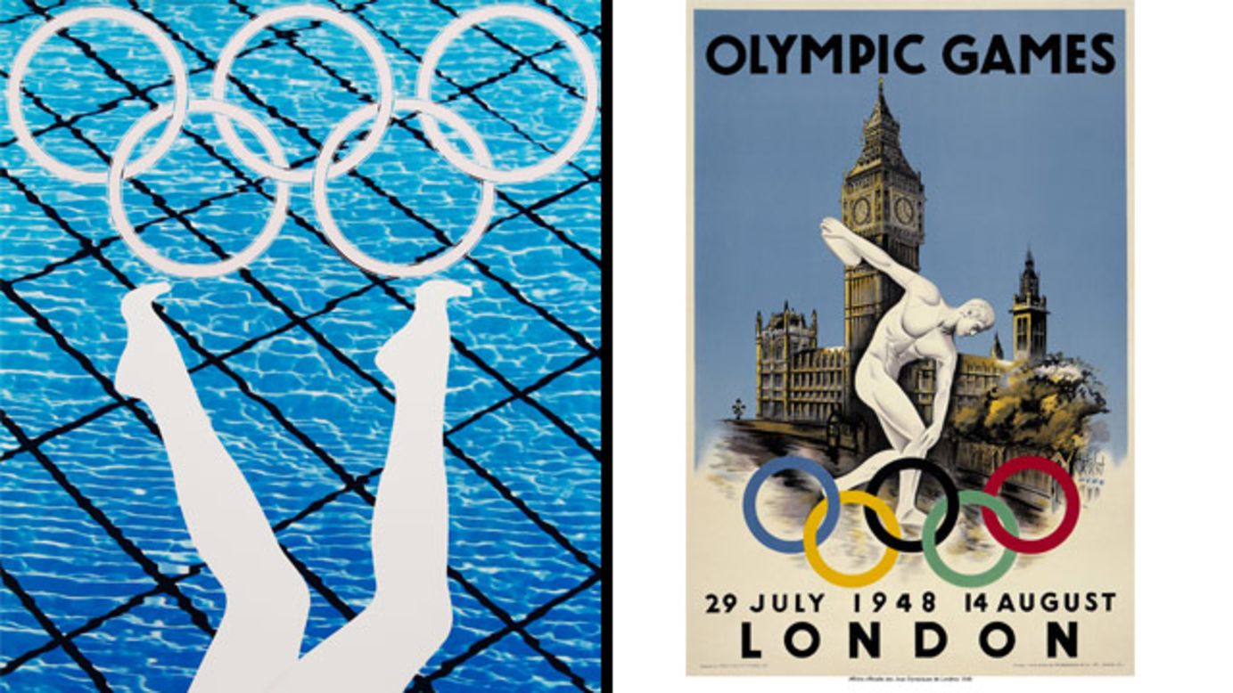 Emin's compatriot Anthea Hamilton created the piece shown on the left, alongside the poster used when Britain hosted the 1948 Games.