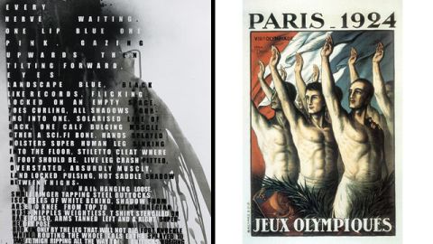 Fiona Banner was nominated for the prestigious Turner Prize in 2002 and her poster is next to the one designed for the Paris Games of 1924.