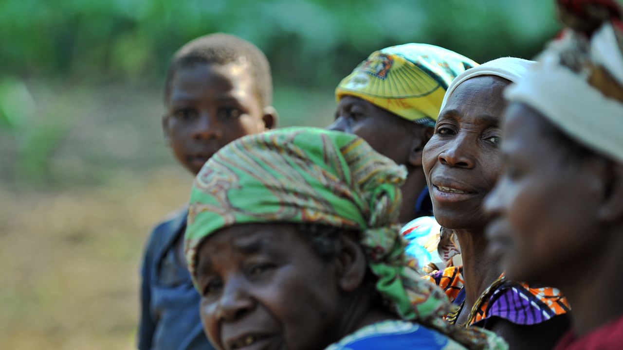 People gather in Kanguli village in southeast Democratic Republic of Congo in July.